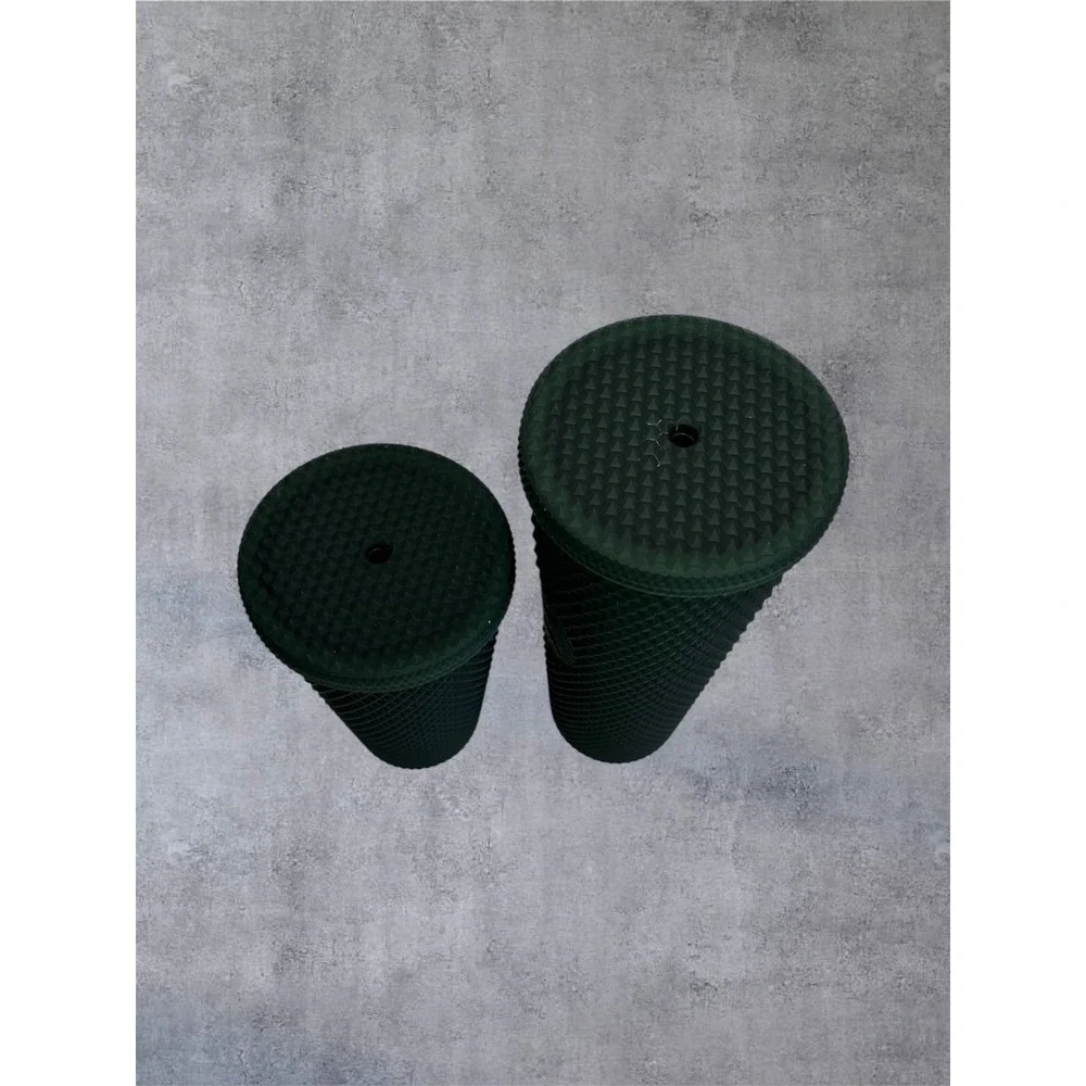 Starbucks Studded Tumbler Set 2 Venti Grande Texture Dark Green Matte Cold Cup